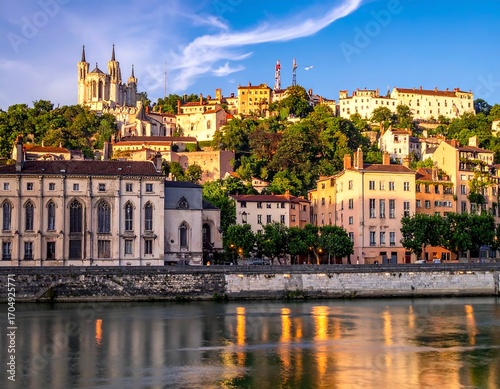 European city skyline at sunrise
