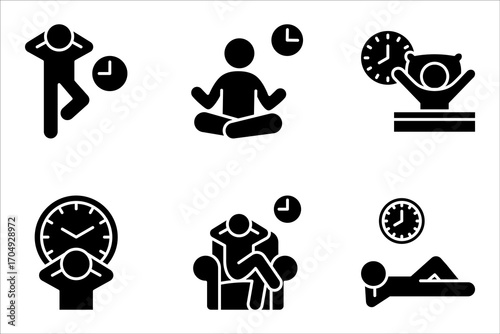 free time icon set, relaxation after work, vector illustration on white background