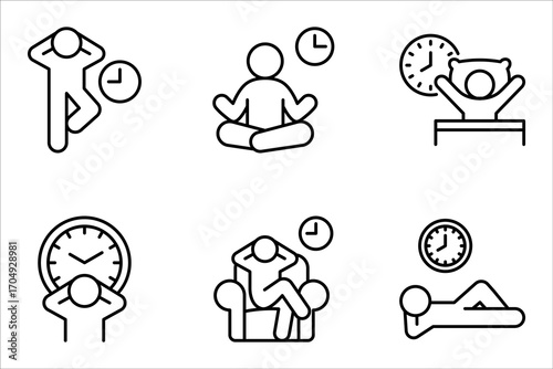 free time icon set, relaxation after work, vector illustration on white background