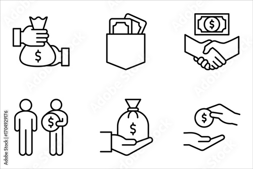 Corruption icon set, anti corruption, crime and bribery icons. vector illustration on white background