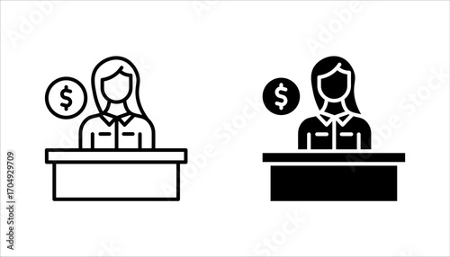 Bank teller icon set. vector illustration on white background