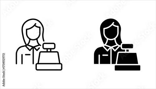 Bank teller icon set. vector illustration on white background