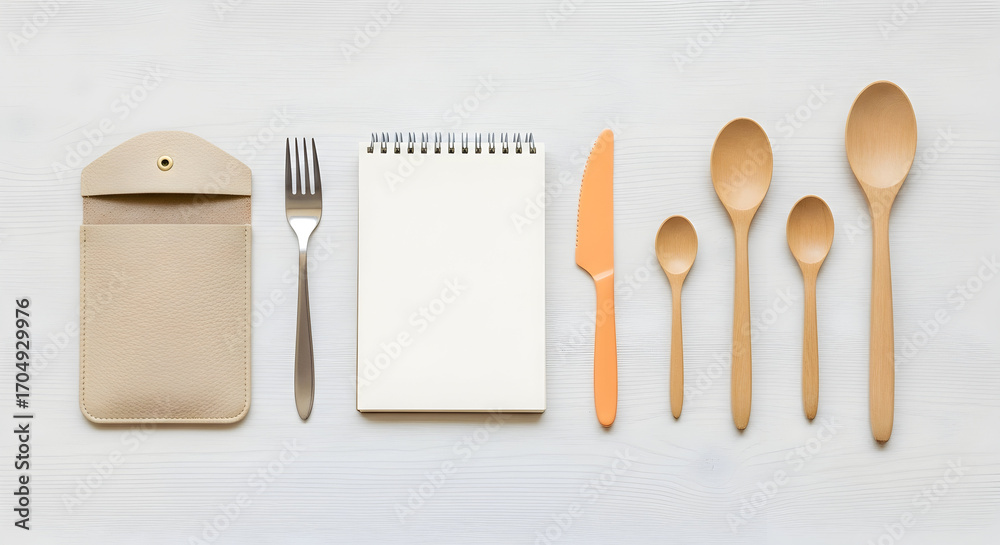 custom made wallpaper toronto digitalWooden Spoons Kitchen Utensils Flatlay Mockup Recipe Notebook