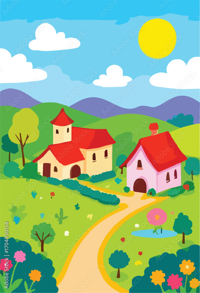 Naklejka premium landscape with houses