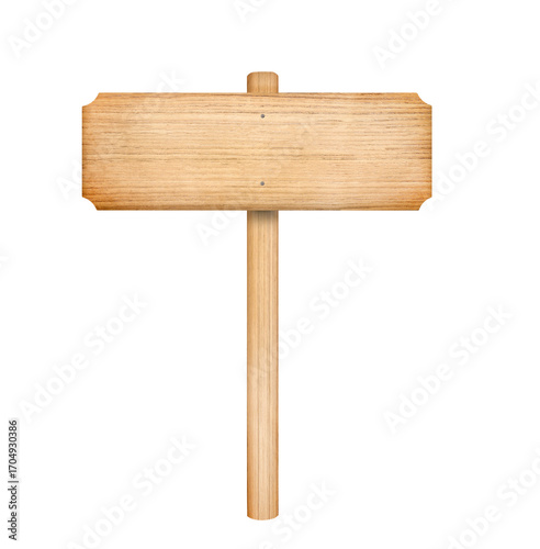 Wooden sign isolated on white.