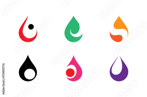 set of water drops icon, water drops vector illustration set.