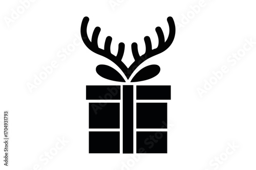 gift box vector illustration, gift box silhouette icon.