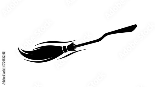 Flying witch broom with transparent background