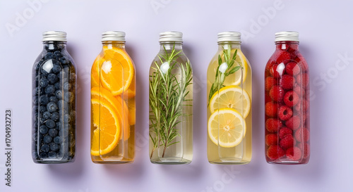 Wallpaper Mural Refreshing Infused Water BottlesBlueberry Orange Rosemary Lemon Raspberry Torontodigital.ca