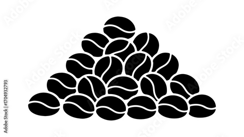 Coffee beans pile with transparent background