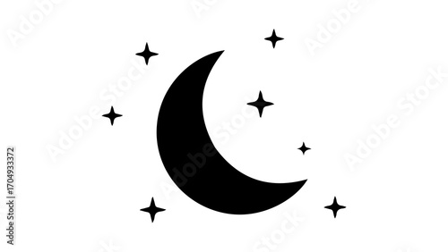 Crescent moon and stars with transparent background