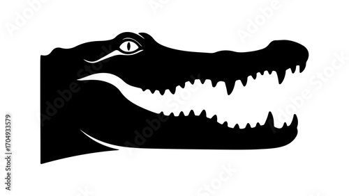 Crocodile head with open mouth with transparent background
