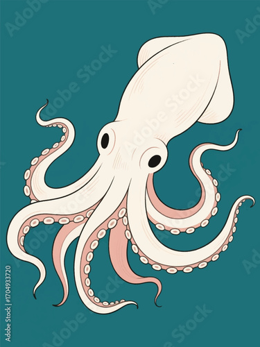 Squid Illustrator Artwork Design Template Poster