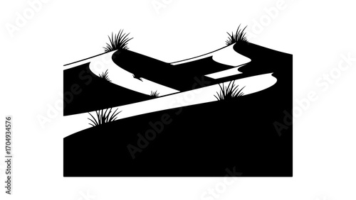 Dunes and stream landscape with transparent background