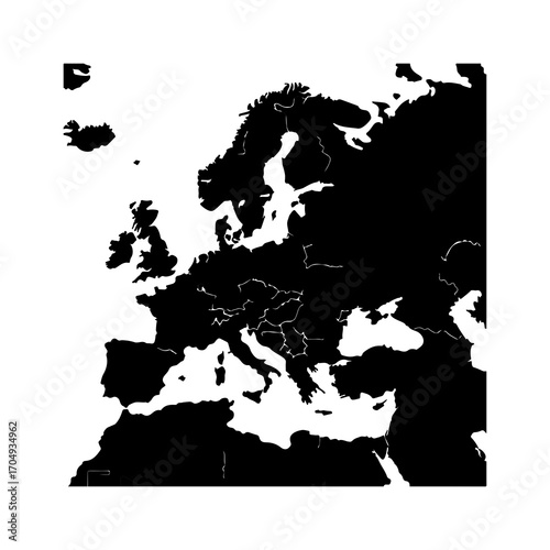 Europe map silhouette with transparent background