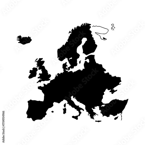 Europe map silhouette with transparent background