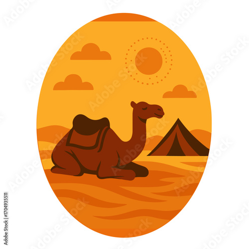 Resting Camel with Tent – Desert Caravan Camp Badge