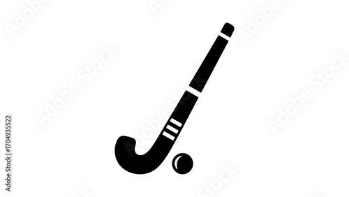 Field hockey stick and ball with transparent background