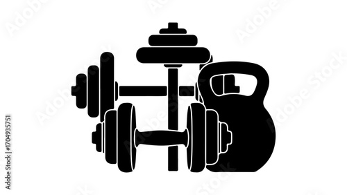 Fitness equipment collection with transparent background