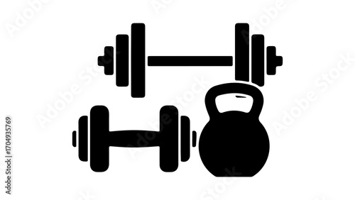 Fitness equipment set with transparent background