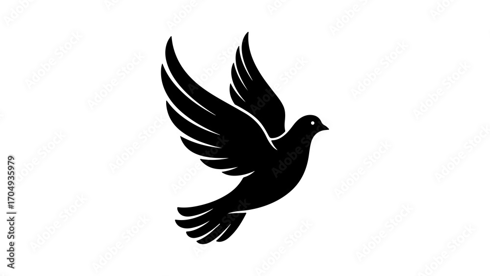 Obraz premium Flying dove silhouette with transparent background