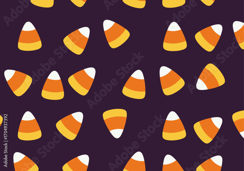 Cute Candy Corn Seamless Vector Pattern