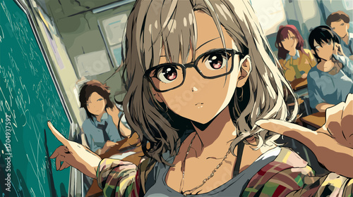 眼鏡をかけた女性教師のベクターイラスト