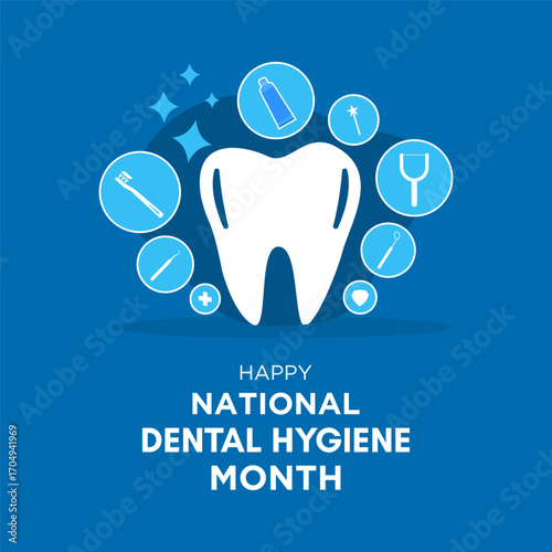 Dental Hygiene Month Banner Illustration | October Oral Health Awareness Vector