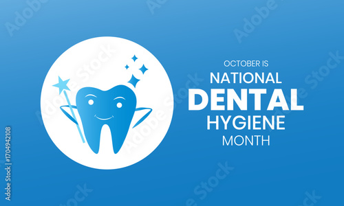 National Dental Hygiene Month Banner Design | October Oral Health Awareness Vector | Clean Teeth, Healthy Smile, Dental Care Illustration