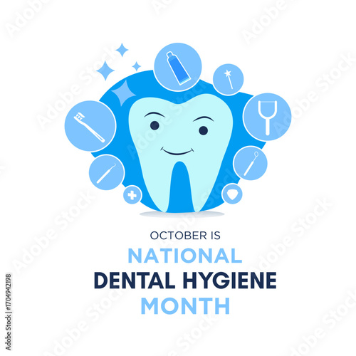 Dental Hygiene Month October | Oral Health Awareness Poster Design | Dental Care Vector Template