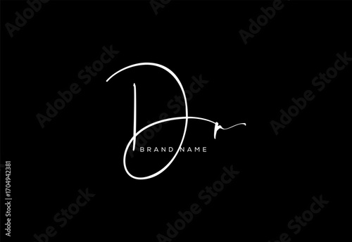 DR letter beauty cursive handwriting logo.