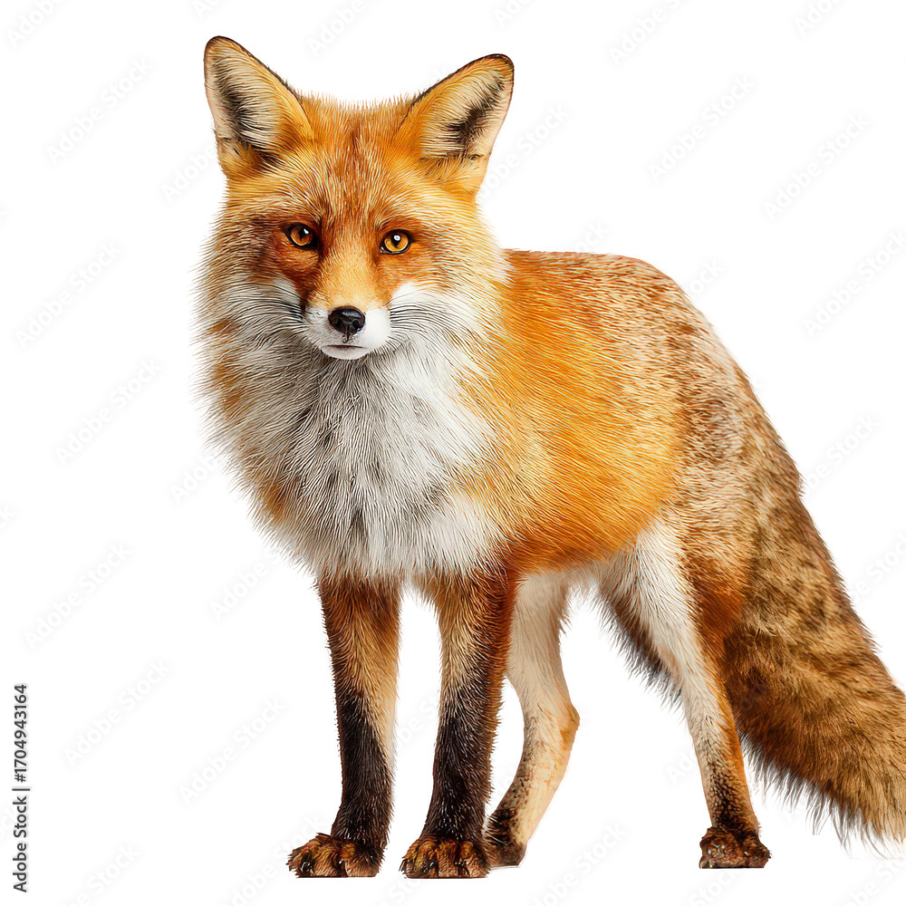 Fototapeta premium Red Fox Standing on Transparent Background