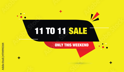 11 to 11 weekend sale web banner vector art illustration template design red black yellow abstract shapes background creative modern promotion special offer limited time design concept eye-catching