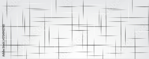 Black cross hatch seamless texture. Straight line repeated pattern surface. Rough sackcloth fabric background. Crosshatch linen canvas burlap overlay wallpaper. Vector textile backdrop
