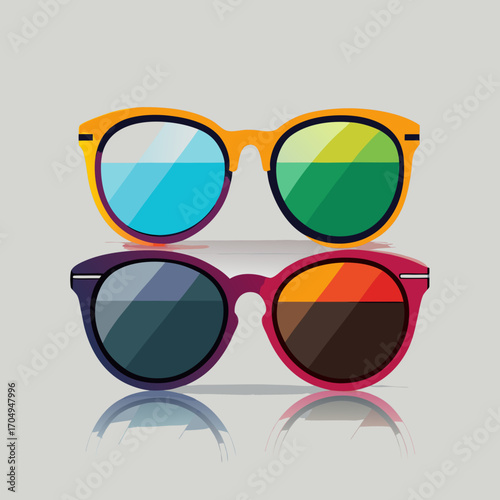 set of colorful sunglasses