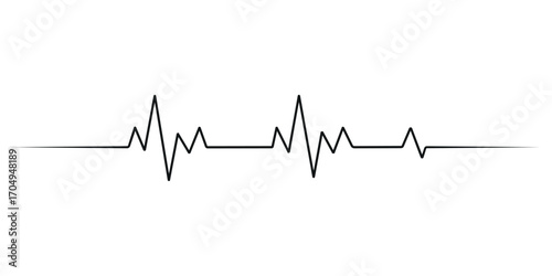 Continuous line representing a heartbeat outline vector art illustration, Heart beat one line. Continuous lines heart beats drawing. Vector illustration.	