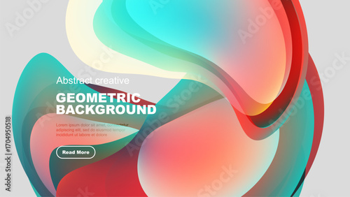 Fluid shapes blend, creating vibrant abstract background. Colors transition smoothly, offering dynamic visual experience. Modern design elements present.