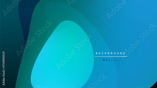 Abstract fluid shapes overlap, creating vibrant blue gradients. Dark background emphasizes bright color transitions, modern design element.