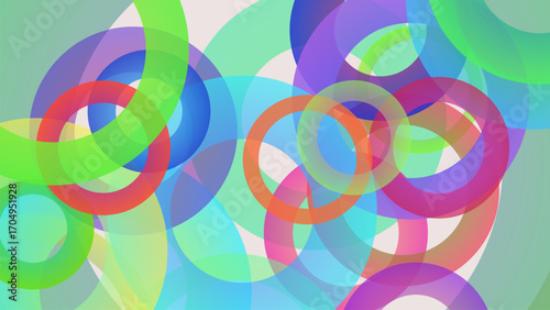 Abstract overlapping colorful translucent circles and ovals creating a vibrant modern background pattern