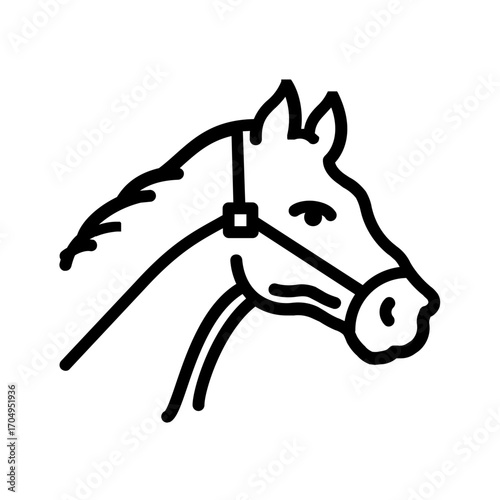 Vector black line icon for Horse