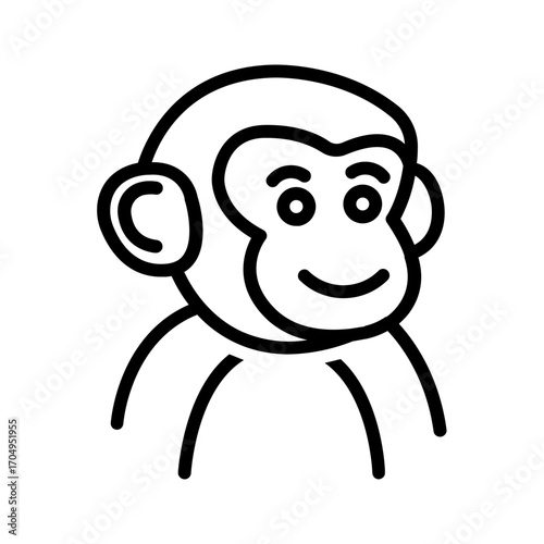 Vector black line icon for Monkey
