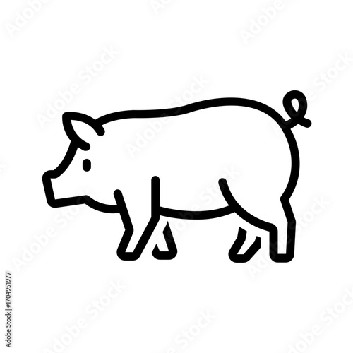Vector black line icon for Pig