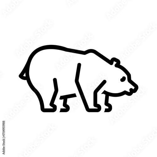 Vector black line icon for Bear