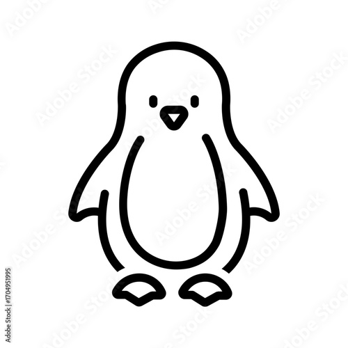 Vector black line icon for Penguin