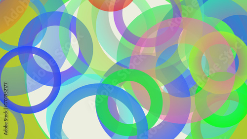 Abstract overlapping colorful rings creating a vibrant and playful background pattern
