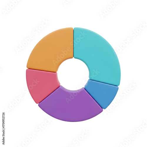 3d pie chart segmentation with vibrant colors for data visualization