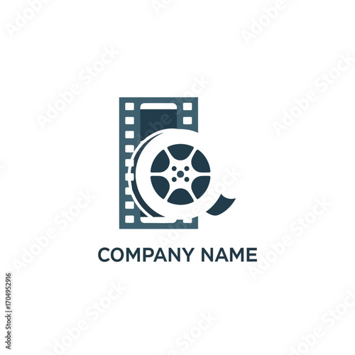 Creative Film Reel and Movie Strip Logo Design Concept.