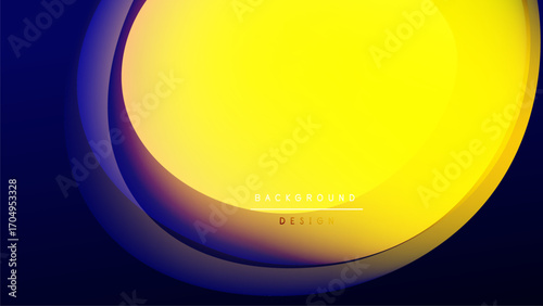 Abstract vibrant layers create dynamic visual effect. Yellow dominates, transitioning to purple, against dark backdrop. Modern design element.