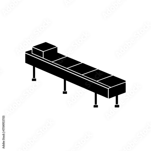 Conveyor belt isometric on transparent background silhouette