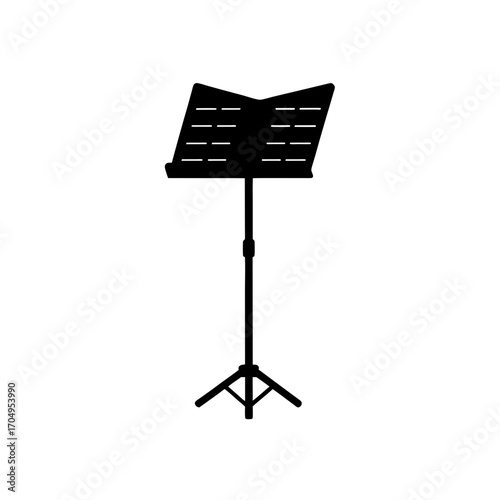 Silhouette music stand art on transparent background